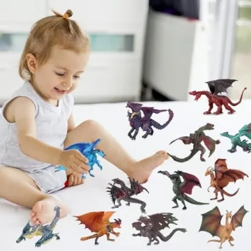 Magic Dragon Figurine Kit - 12 Pcs Hand-Painted Set