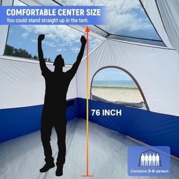 HIKERGARDEN 6-Person Camping Tent Windproof Easy Setup