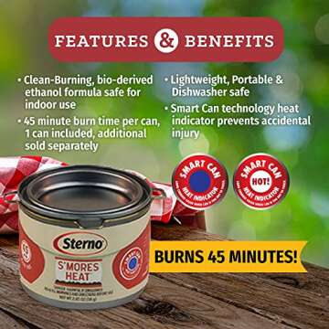 Sterno 70277 Smores Maker Jr Table Top Smores Fire Pit, Portable, Cordless, Food-Safe, Great for Outdoors or Indoors - Jr Size, Black