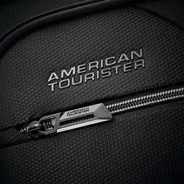 American Tourister Zoom Turbo Softside Expandable Spinner Wheel Luggage, Black, Carry-On 20-Inch