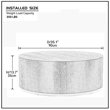 Stylish JUSTONE 35.1" Round Coffee Table with Gold Rim