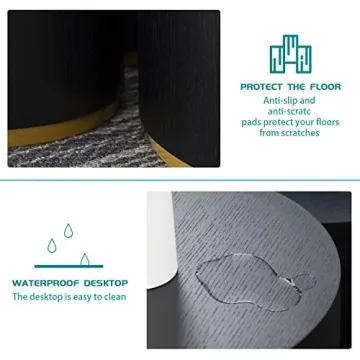 Stylish JUSTONE 35.1" Round Coffee Table with Gold Rim