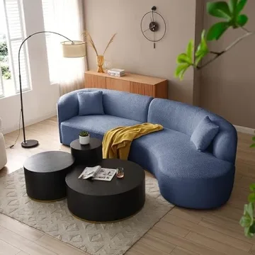 Stylish JUSTONE 35.1" Round Coffee Table with Gold Rim