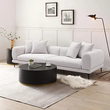 Stylish JUSTONE 35.1" Round Coffee Table with Gold Rim