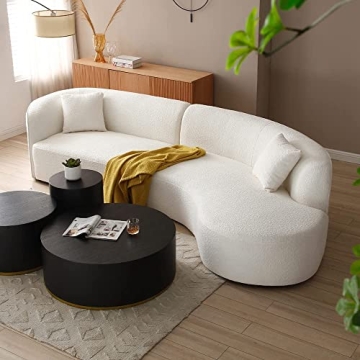 Stylish JUSTONE 35.1" Round Coffee Table with Gold Rim
