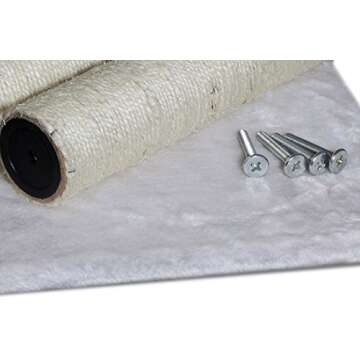 Paws & Pals 3-in-1 Cat Scratching Post w/Hammock & Toy | No-Effort Assembly, Sturdy Pressed-Wood w/Vegan Fur Carpet - Pet Bed Scratch Lounge Furniture Best for Kitten & Large Kitty Cats - Tall, White