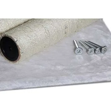 Paws & Pals 3-in-1 Cat Scratching Post w/Hammock & Toy | No-Effort Assembly, Sturdy Pressed-Wood w/Vegan Fur Carpet - Pet Bed Scratch Lounge Furniture Best for Kitten & Large Kitty Cats - Tall, White