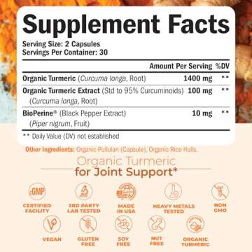 High Potency Turmeric Curcumin Supplement for Joint Health