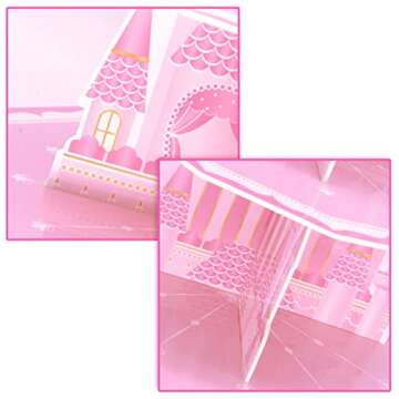KALEFO Princess Party Supplies 3 Tier Cupcake Stand Girl Birthday Decorations Pink Castle Cake Treat Table Decor(Princess)