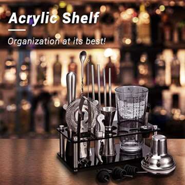 Cocktail Shaker Set, Ohuhu 17-Piece Bartender Kit Bar Tool Set with Acrylic Stand Premium Soda-Lime ...