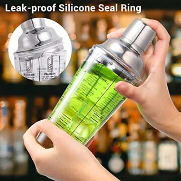 Cocktail Shaker Set, Ohuhu 17-Piece Bartender Kit Bar Tool Set with Acrylic Stand Premium Soda-Lime Glass Drink Shaker with All Bar Accessories for Beginners Home Bar Parties Fathers Day Gifts