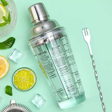 Cocktail Shaker Set, Ohuhu 17-Piece Bartender Kit Bar Tool Set with Acrylic Stand Premium Soda-Lime Glass Drink Shaker with All Bar Accessories for Beginners Home Bar Parties Fathers Day Gifts