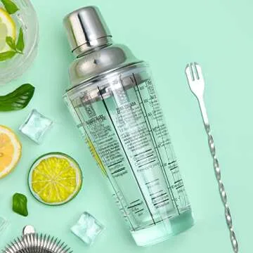 Cocktail Shaker Set, Ohuhu 17-Piece Bartender Kit Bar Tool Set with Acrylic Stand Premium Soda-Lime Glass Drink Shaker with All Bar Accessories for Beginners Home Bar Parties Fathers Day Gifts