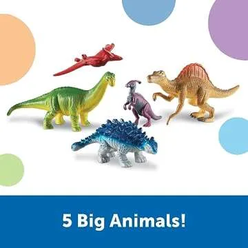 Learning Resources Jumbo Dinosaurs Expanded Set - 5 Pieces, Ages 3+, Dinosaurs for Toddlers, Dinosaurs Action Figure Toys, Kids' Play Dinosaur, Dinosaur toys for kids