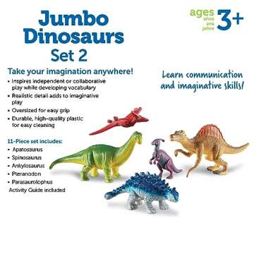Learning Resources Jumbo Dinosaurs Expanded Set - 5 Pieces, Ages 3+, Dinosaurs for Toddlers, Dinosaurs Action Figure Toys, Kids' Play Dinosaur, Dinosaur toys for kids