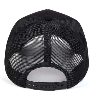 Cartoon Baseball Cap Men's Women's Sun Hat Retro Trucker Hat Breathable Mesh Cap Adjustable Trucker Hats Sports Cap Casual (Black)