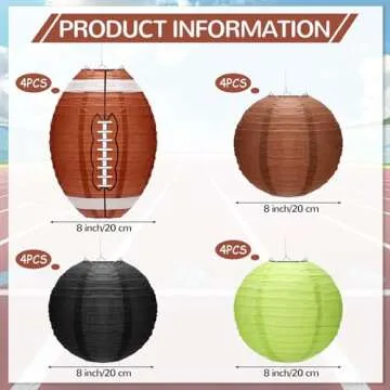 Rossesay 16 Pcs Football Paper Lanterns 8 Inch Football Centerpiece Party Decoration Sports Lantern ...