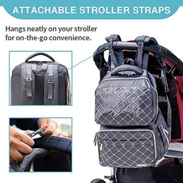 Bamomby Diaper Bag Backpack for Moms and Dads - Gray