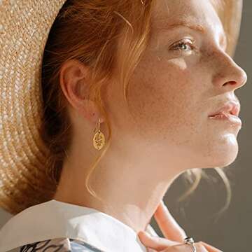 Moodear Trendy Gold Earrings for Women - Dainty Flower Dangle Earrings - Minimalist 14K Boho Hypoall...