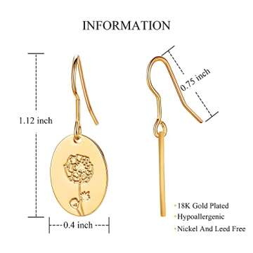 Moodear Trendy Gold Earrings for Women - Dainty Flower Dangle Earrings - Minimalist 14K Boho Hypoallergenic Statement Jewelry - Birthday Gift for Her (Chrysanthemum)
