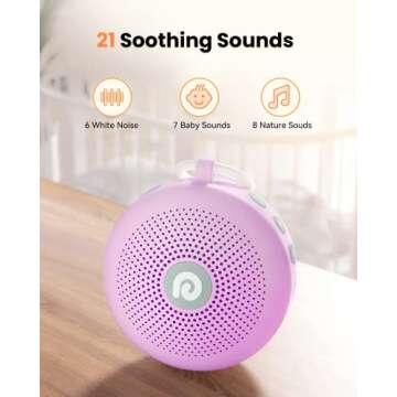 Dreamegg Baby Sleep Soother - Portable White Noise Machine Sound Machine Baby, Features Powerful Battery, 21 Soothing Sound, Noise Canceling for Office & Sleeping, Home, Travel, Gift