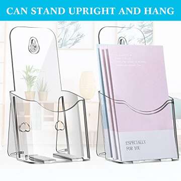 10 Pieces Acrylic Brochure Holder Stand Pamphlet Holder 4 x 7.9 Inches Clear Literature Display Rack Plastic Flyer Display Stand for Vendors, Brochure, Trifold, Magazine, Pamphlet, Booklets, Menu
