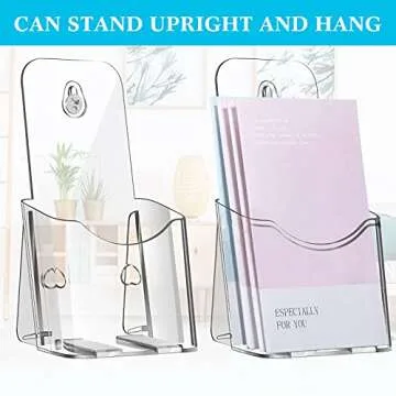 10 Pieces Acrylic Brochure Holder Stand Pamphlet Holder 4 x 7.9 Inches Clear Literature Display Rack Plastic Flyer Display Stand for Vendors, Brochure, Trifold, Magazine, Pamphlet, Booklets, Menu