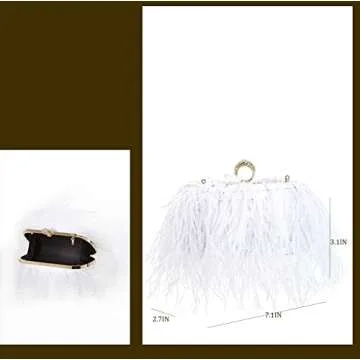Elegant Ostrich Feather Evening Clutch for Women