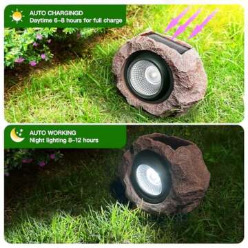 Timeflies Solar Rock Lights Outdoor - 4 Pack Super Bright