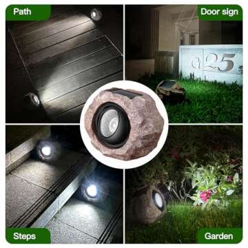 Timeflies Solar Rock Lights Outdoor - 4 Pack Super Bright