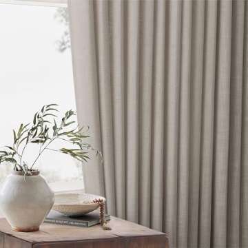 102 Inch Long Curtains Pinch Pleat Linen Curtains for Living Room Bedroom 2 Panels Tan Brown Burlywood Taupe Light Filtering Privacy 102 Inch Pleated Drapes Hooks Rings Back Tab for Sliding Door