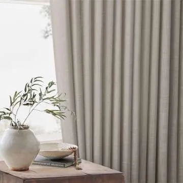 102 Inch Long Curtains Pinch Pleat Linen Curtains for Living Room Bedroom 2 Panels Tan Brown Burlywood Taupe Light Filtering Privacy 102 Inch Pleated Drapes Hooks Rings Back Tab for Sliding Door