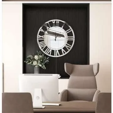 SHYFOY Mirror Wall Clock for Home and Office Decor
