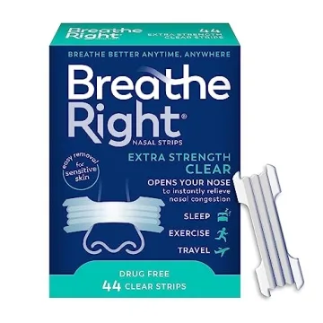 Breathe Right Nasal Strips Extra Strength Clear for Sensitive Skin | Drug-Free Snoring Solution