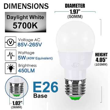 ILC RGB LED Light Bulb, Color Changing 40W Equivalent, Daylight White, 450LM Dimmable 5W E26 Screw Base RGBW, Mood Light Bulb - 12 Color Choices - Timing Infrared Remote Control Included (8 Pack)