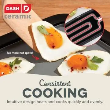 DASH Everyday Ceramic Electric Griddle for Pancakes, Burgers, Quesadillas, Eggs & other on the go Breakfast, Lunch & Snacks with Drip Tray + Included Recipe Book, 20in, 1500-Watt - Cream