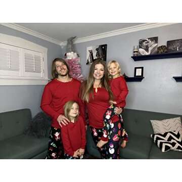 Ekouaer Christmas Pajamas Matching Family Pj Set Long Sleeve Tops and Plaid Pants for Sleepwear Soft Loungewear Pjs Santa, XXL