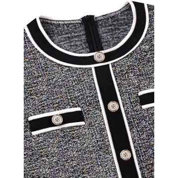 VFSHOW Elegant Women's Black Tweed Sheath Dress