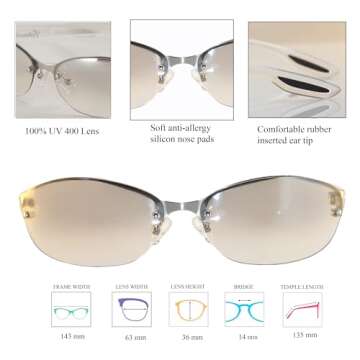 FBL Semi-Rimless Color Tinted Clear Arm Eyeglasses Wrap Sunglasses A217 (Clear)