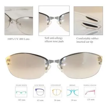 FBL Semi-Rimless Color Tinted Clear Arm Eyeglasses Wrap Sunglasses A217 (Clear)