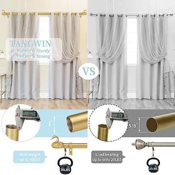 TANGWIN Gold Swan Finials Curtain Rods Adjustable Heavy Duty