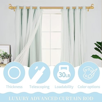 TANGWIN Gold Swan Finials Curtain Rods Adjustable Heavy Duty