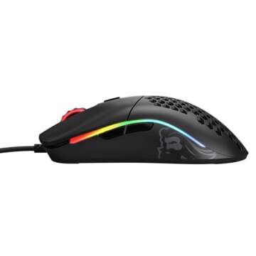 Glorious Model O Wired Gaming Mouse 67g Superlight Honeycomb Design, RGB, Pixart 3360 Sensor, Omron Switches, Ambidextrous - Matte Black