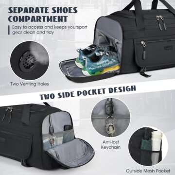 IGOLUMON 40L Gym Bag with Shoe Compartment & Wet Pocket