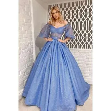 Rjer Long Sleeve Off Shoulder Prom Dress Sweetheart Gown