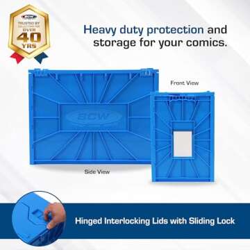 BCW Short Comic Book Bin | Holds 150 Comics | Stackable Plastic Storage | Acid-Free Organizer | Blue, Single