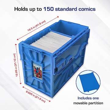 BCW Short Comic Book Bin | Holds 150 Comics | Stackable Plastic Storage | Acid-Free Organizer | Blue, Single