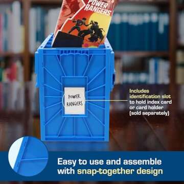 BCW Short Comic Book Bin | Holds 150 Comics | Stackable Plastic Storage | Acid-Free Organizer | Blue, Single