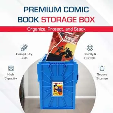 BCW Short Comic Book Bin | Holds 150 Comics | Stackable Plastic Storage | Acid-Free Organizer | Blue, Single