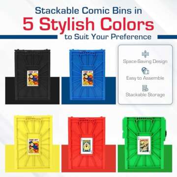 BCW Short Comic Book Bin | Holds 150 Comics | Stackable Plastic Storage | Acid-Free Organizer | Blue, Single
